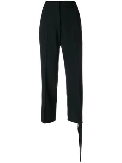 Jw Anderson Single-knot Cropped Stretch-cady Trousers In Black