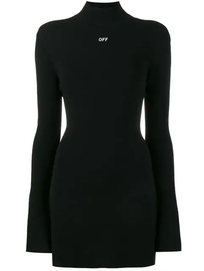 Off-white Angel Open-back Stretch-knit Mini Dress In Black