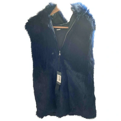 Pre-owned Guess Faux Fur Cardi Coat In Blue