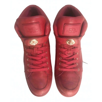 Pre-owned Coach Leather Trainers In Red