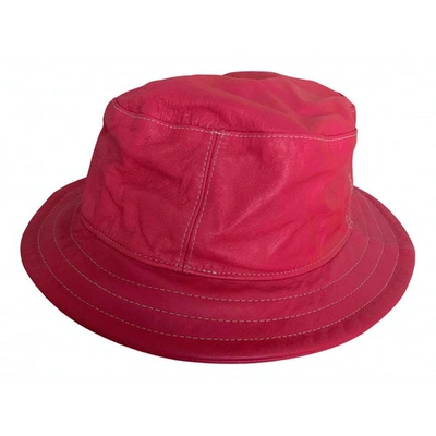 Pre-owned Marc Jacobs Leather Hat In Pink