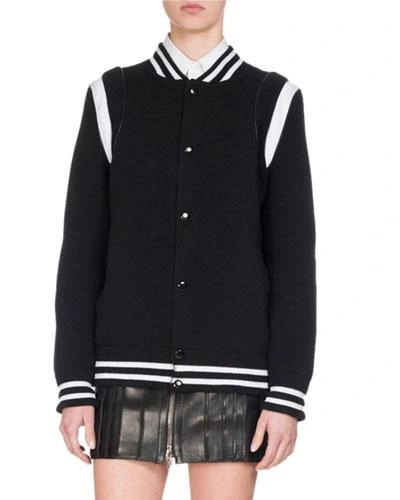 Givenchy Logo Back Knit Bomber In Black