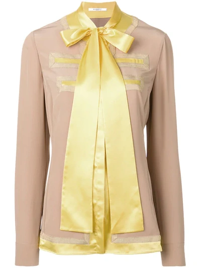 Givenchy Silk Cr&ecirc;pe De Chine Tie-neck Shirt, Camel In Brown