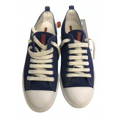Pre-owned Prada Navy Suede Trainers