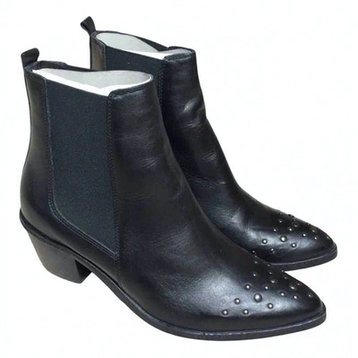 Pre-owned H By Hudson Leather Ankle Boots In Black