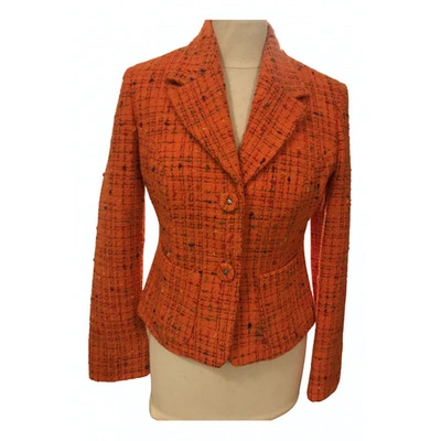 Pre-owned Versace Wool Short Vest In Orange
