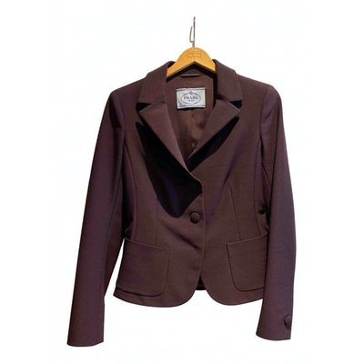 Pre-owned Prada Wool Suit Jacket In Burgundy