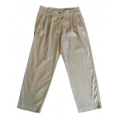 Pre-owned Mauro Grifoni Linen Chino Pants In Brown