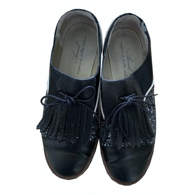 Pre-owned Anniel Glitter Lace Ups In Black