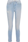 Frame Le Original Skinny Distressed High-rise Straight-leg Jeans In Blue