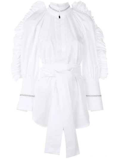 Ellery Angelface High-neck Ruffle-trimmed Top In White