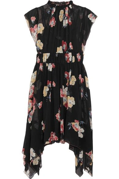 Ulla Johnson Luisa Floral-print Silk-georgette Mini Dress In Black