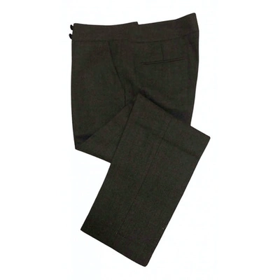 Pre-owned Dkny Wool Straight Pants In Anthracite