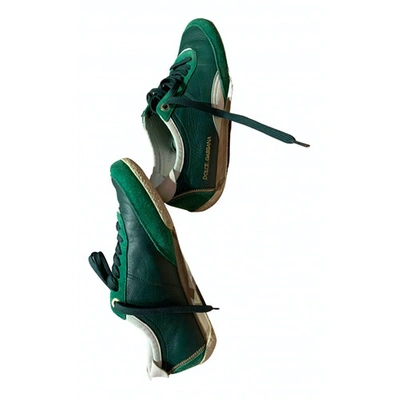 Pre-owned Dolce & Gabbana Leather Low Trainers In Green