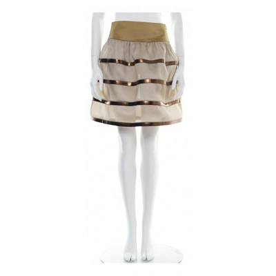 Pre-owned Giorgio Armani Silk Mid-length Skirt In Camel