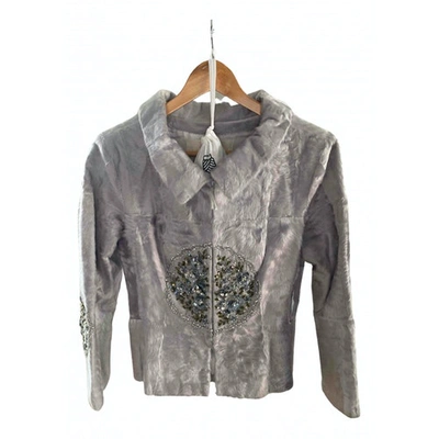 Pre-owned Valentino Leather Jacket In Grey