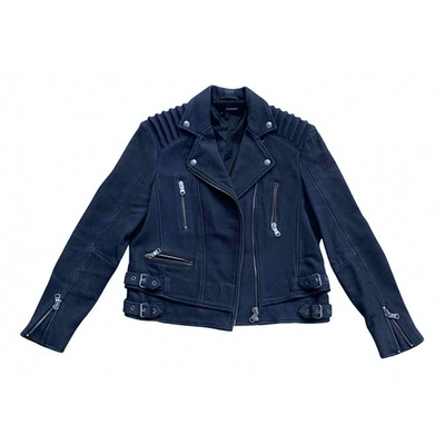 Pre-owned The Kooples Leather Jacket In Blue