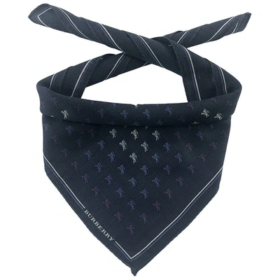 Pre-owned Burberry Scarf & Pocket Square In Navy