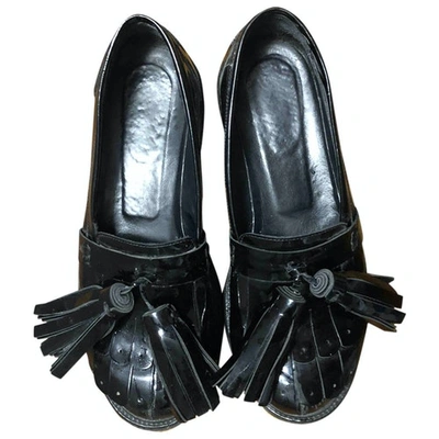 Pre-owned Msgm Leather Flats In Black