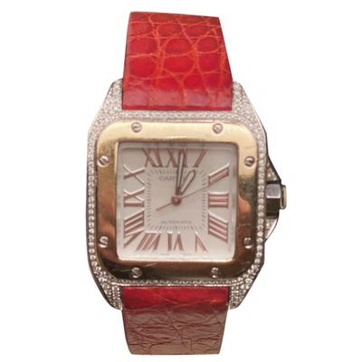 Pre-owned Cartier Santos 100 Watch In Red