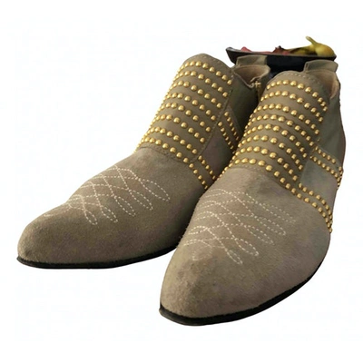 Pre-owned Anine Bing Beige Suede Ankle Boots