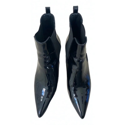 Pre-owned Anine Bing Black Patent Leather Ankle Boots