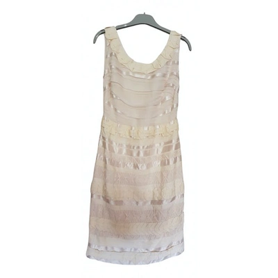 Pre-owned Badgley Mischka Silk Mid-length Dress In Beige
