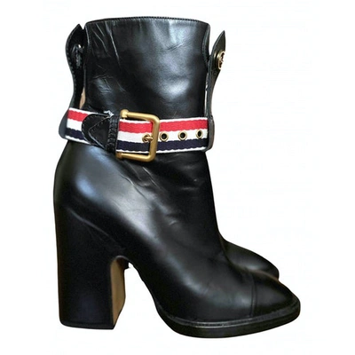Pre-owned Thom Browne Leather Boots In Black