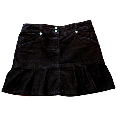 Pre-owned Giorgio Armani Velvet Mini Skirt In Black
