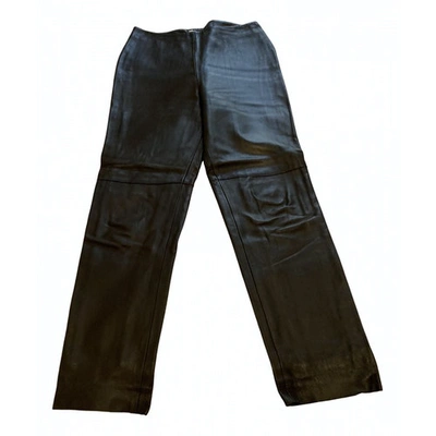 Pre-owned Nicole Farhi Leather Trousers In Brown