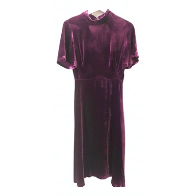 Pre-owned Sandro Velvet Mid-length Dress In Purple