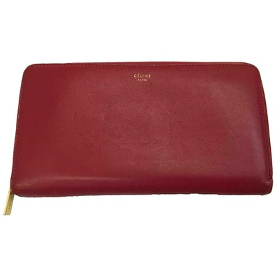 Pre-owned Celine Leather Purse In Burgundy
