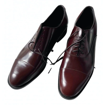 Pre-owned Emporio Armani Burgundy Leather Lace Ups
