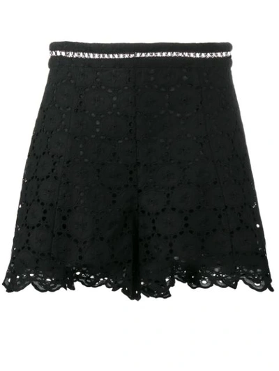Zimmermann Divinity Wheel Broderie Anglaise Cotton Shorts In Black