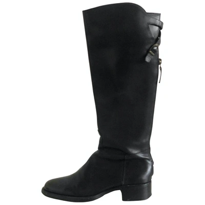 Pre-owned Sartore Leather Riding Boots In Black