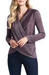 1.state Sparkle Cozy Crisscross Front Knit Top In Deep Plum