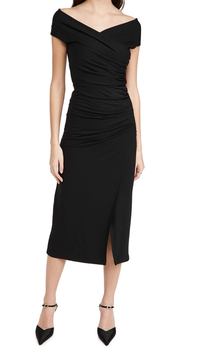 Reformation Cormac Ruced Midi Dress In Black