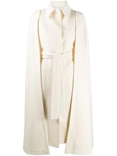 Federica Tosi Tie-waist Cape Coat In White