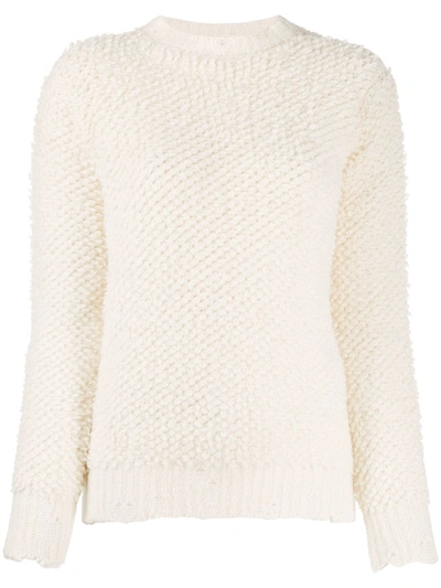 Avant Toi Chunky-knit Distressed-effect Jumper In Neutrals