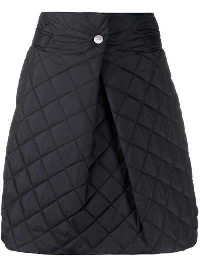 Ganni Quilted Mini Skirt In Black