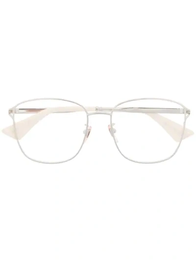 Gucci Oversized Frame Glasses In Silver