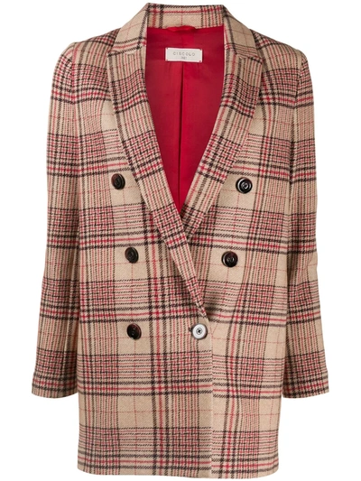 Circolo 1901 Tartan Double Breasted Blazer In Neutrals