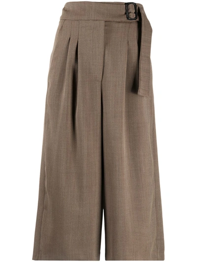 Tela Pleated Cropped Culottes In Brown