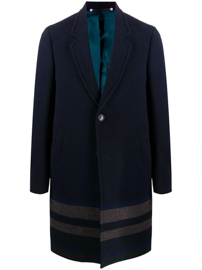Ps By Paul Smith Buttoned Wool Coat In Blue