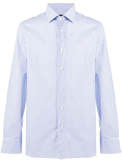 Ermenegildo Zegna Micro-print Cotton Shirt In Blue