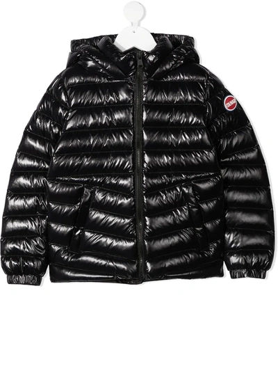 Colmar Kids' Logo Patch Hooded Padded Jacket In Black