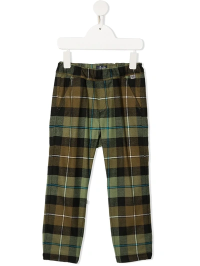 Il Gufo Kids' Checked Straight Trousers In Green