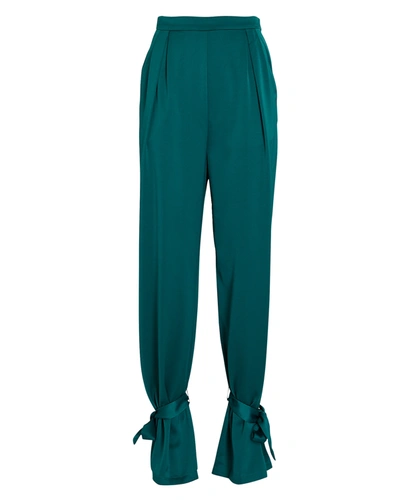 Aiifos Emery Satin Tie-cuff Pants In Blue-drk