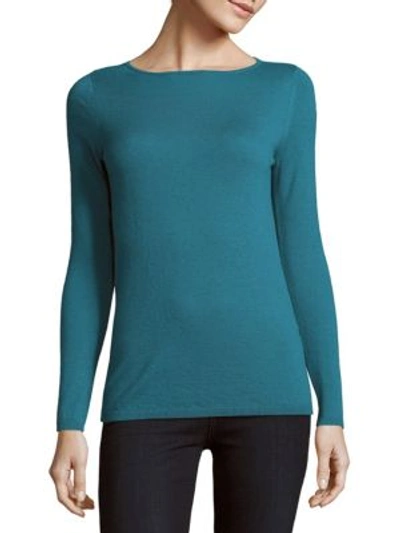 Max Mara Solid Cashmere Pullover In Turquoise
