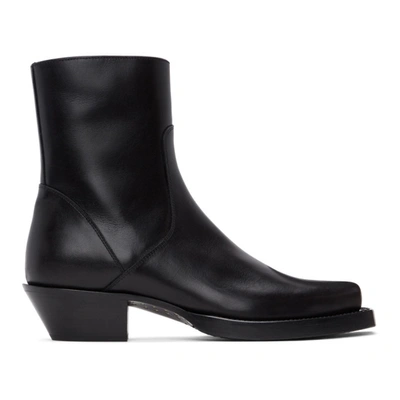 Vetements Western Leather Boots In Black